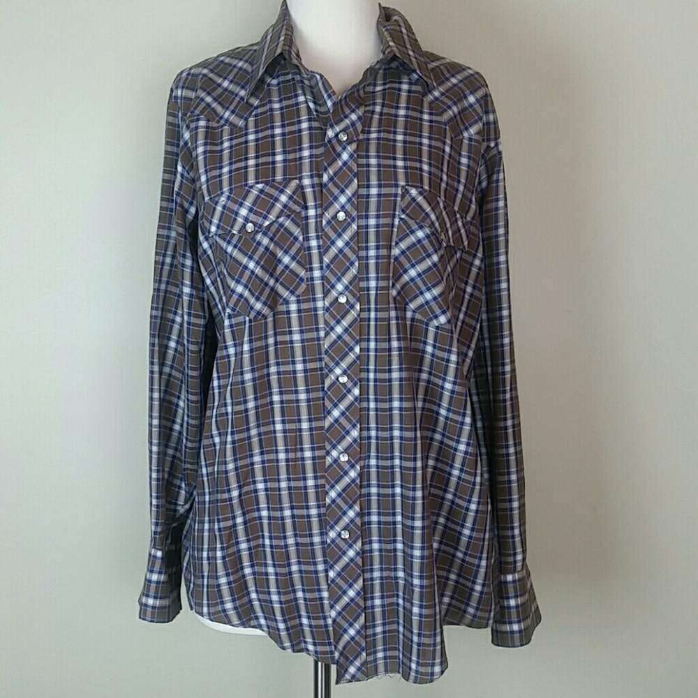 🍄Karman mens western plaid shirt